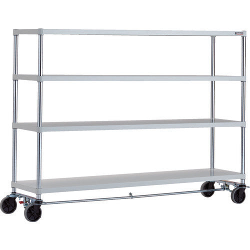 ＴＲＵＳＣＯ　スチールラック　フェニックスラック　１８００Ｘ４５０　４段　Ｕ車輪４輪Ｓ付　Ｗ色　抗菌粉体塗装 PER-4644-U125-B4-W