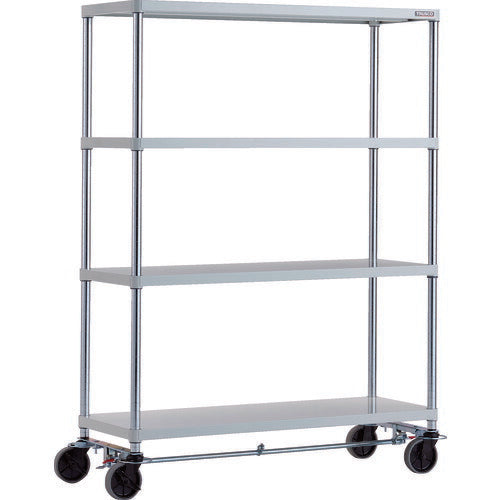 ＴＲＵＳＣＯ　スチールラック　フェニックスラック　１２００Ｘ４５０　４段　Ｕ車輪４輪Ｓ付　Ｗ色　抗菌粉体塗装 PER-5444-U125-B4-W