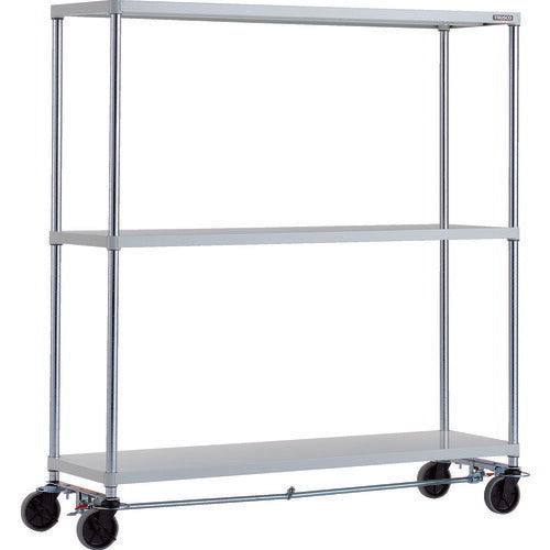 ＴＲＵＳＣＯ　スチールラック　フェニックスラック　１５００Ｘ４５０　３段　Ｕ車輪４輪Ｓ付　Ｗ色　抗菌粉体塗装 PER-5543-U125-B4-W