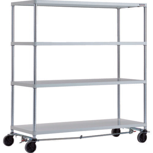 ＴＲＵＳＣＯ　スチールラック　フェニックスラック　１５００Ｘ６００　４段　Ｕ車輪４輪Ｓ付　Ｗ色　抗菌粉体塗装 PER-5564-U125-B4-W