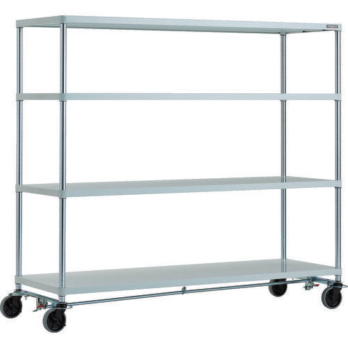 ＴＲＵＳＣＯ　スチールラック　フェニックスラック　１８００Ｘ６００　４段　Ｕ車輪４輪Ｓ付　Ｗ色　抗菌粉体塗装 PER-5664-U125-B4-W