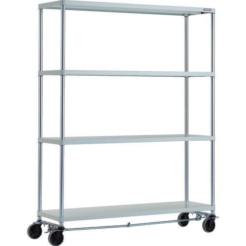 ＴＲＵＳＣＯ　スチールラック　フェニックスラック　１５００Ｘ４５０　４段　Ｕ車輪４輪Ｓ付　Ｗ色　抗菌粉体塗装 PER-6544-U125-B4-W