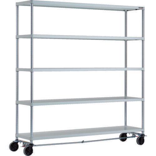 ＴＲＵＳＣＯ　スチールラック　フェニックスラック　１８００Ｘ４５０　５段　Ｕ車輪４輪Ｓ付　Ｗ色　抗菌粉体塗装 PER-6645-U125-B4-W