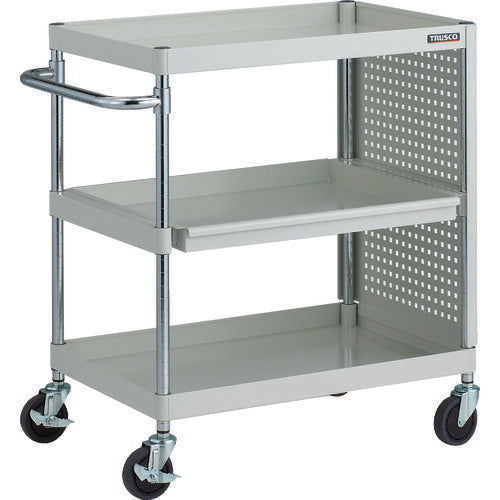 ＴＲＵＳＣＯ　ツールワゴン　フェニックスワゴン　抗菌　省音　７５０Ｘ５００　スライド１段　側面パネル付　ホワイト PEW-972M1PL-W