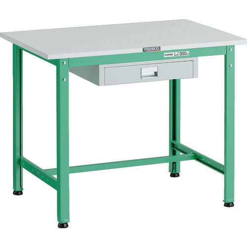 ＴＲＵＳＣＯ　軽荷重作業台（３００ｋｇ）ＡＥ型　９００Ｘ６００ＸＨ７４０　薄型１段引出し付　ヤンググリーン色 AE-0960UDC1 YG