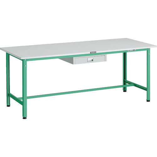 ＴＲＵＳＣＯ　軽荷重作業台（３００ｋｇ）ＡＥ型　１８００Ｘ７５０ＸＨ７４０　薄型１段引出し付　ヤンググリーン色 AE-1800UDC1 YG
