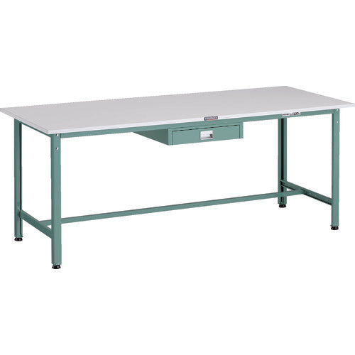 ＴＲＵＳＣＯ　軽荷重作業台（３００ｋｇ）ＡＥ型　１８００Ｘ７５０ＸＨ７４０　薄型１段引出し付　グリーン色 AE-1800UDC1