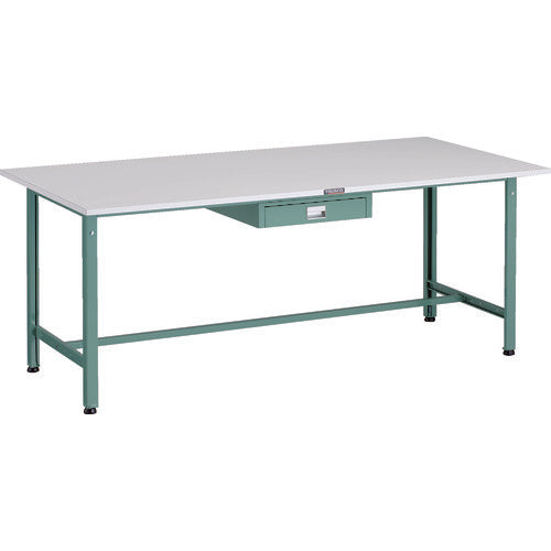 ＴＲＵＳＣＯ　軽荷重作業台（３００ｋｇ）ＡＥ型　１８００Ｘ９００ＸＨ７４０　薄型１段引出し付　グリーン色 AE-1809UDC1