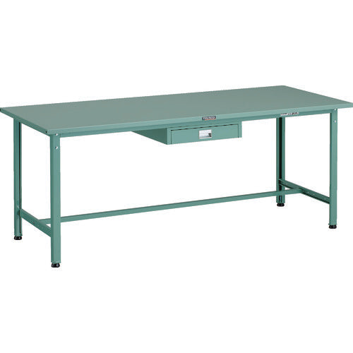 ＴＲＵＳＣＯ　軽荷重作業台（３００ｋｇ）ＡＥ型　１８００Ｘ７５０ＸＨ７４０　薄型１段引出し付　グリーン色 SAE-1800UDC1