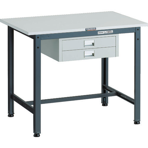 ＴＲＵＳＣＯ　軽荷重作業台（３００ｋｇ）ＡＥ型　９００Ｘ６００ＸＨ７４０　薄型２段引出し付　ダークグレー色 AE-0960UDC2 DG