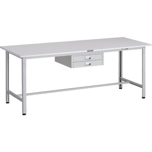 ＴＲＵＳＣＯ　軽荷重作業台（３００ｋｇ）ＡＥ型　１８００Ｘ７５０ＸＨ７４０　薄型２段引出し付　ホワイト色 AE-1800UDC2 W