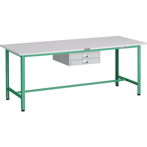 ＴＲＵＳＣＯ　軽荷重作業台（３００ｋｇ）ＡＥ型　１８００Ｘ７５０ＸＨ７４０　薄型２段引出し付　ヤンググリーン色 AE-1800UDC2 YG