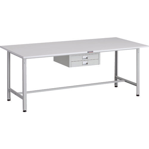 ＴＲＵＳＣＯ　軽荷重作業台（３００ｋｇ）ＡＥ型　１８００Ｘ９００ＸＨ７４０　薄型２段引出し付　ホワイト色 AE-1809UDC2 W