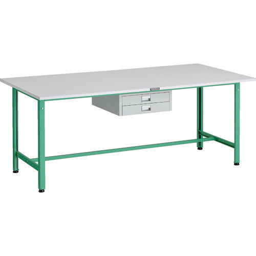 ＴＲＵＳＣＯ　軽荷重作業台（３００ｋｇ）ＡＥ型　１８００Ｘ９００ＸＨ７４０　薄型２段引出し付　ヤンググリーン色 AE-1809UDC2 YG