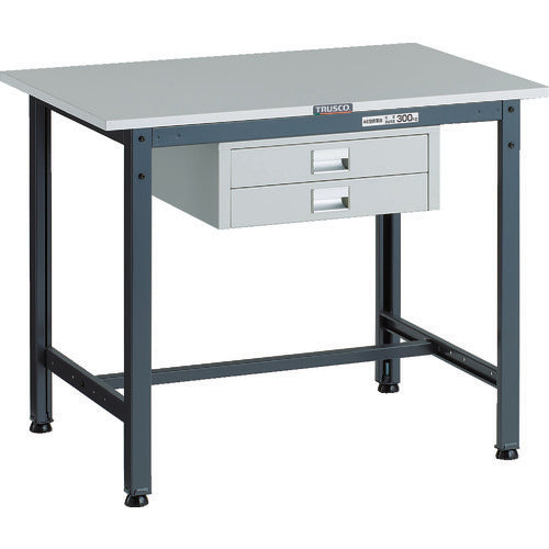 ＴＲＵＳＣＯ　軽荷重作業台（３００ｋｇ）ＡＥ型　９００Ｘ６００ＸＨ７４０　薄型２段引出し付　ダークグレー色 RAE-0960UDC2 DG