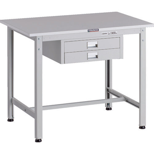 ＴＲＵＳＣＯ　軽荷重作業台（３００ｋｇ）ＡＥ型　９００Ｘ６００ＸＨ７４０　薄型２段引出し付　ホワイト色 RAE-0960UDC2 W