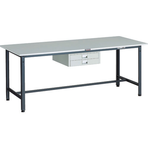 ＴＲＵＳＣＯ　軽荷重作業台（３００ｋｇ）ＡＥ型　１８００Ｘ７５０ＸＨ７４０　薄型２段引出し付　ダークグレー色 RAE-1800UDC2 DG