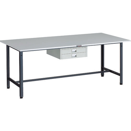 ＴＲＵＳＣＯ　軽荷重作業台（３００ｋｇ）ＡＥ型　１８００Ｘ９００ＸＨ７４０　薄型２段引出し付　ダークグレー色 RAE-1809UDC2 DG