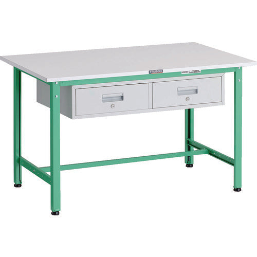 ＴＲＵＳＣＯ　軽荷重作業台（３００ｋｇ）ＡＥ型　１２００Ｘ７５０ＸＨ７４０　２列引出付　ヤンググリーン色 AE-1200FL2 YG