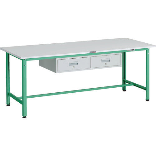 ＴＲＵＳＣＯ　軽荷重作業台（３００ｋｇ）ＡＥ型　１８００Ｘ７５０ＸＨ７４０　２列引出付　ヤンググリーン色 AE-1800FL2 YG
