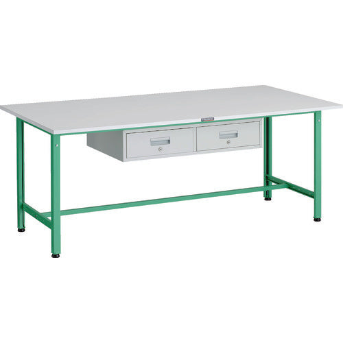 ＴＲＵＳＣＯ　軽荷重作業台（３００ｋｇ）ＡＥ型　１８００Ｘ９００ＸＨ７４０　２列引出付　ヤンググリーン色 AE-1809FL2 YG