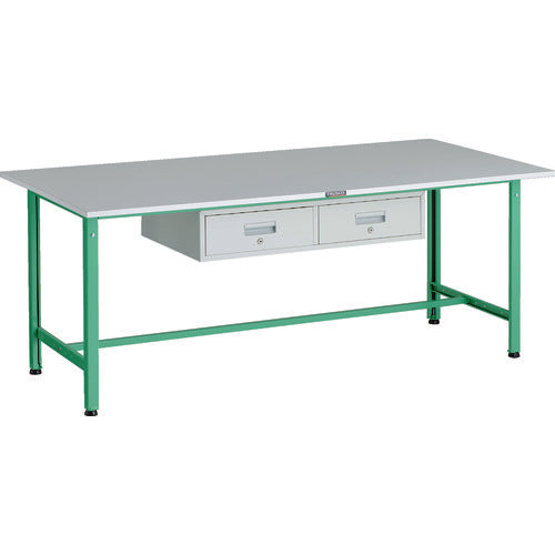 ＴＲＵＳＣＯ　軽荷重作業台（３００ｋｇ）ＡＥ型　１８００Ｘ９００ＸＨ７４０　２列引出し付　ヤンググリーン色 RAE-1809FL2 YG