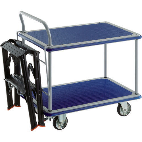 ＴＲＵＳＣＯ　プレス製台車　ドンキーカート　２段式片袖タイプ９１５×６１５　ストッパー付　ＴＳＡＦ－２ＳＶ付 304NS-TSAF2-SV