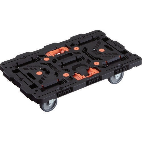 ＴＲＵＳＣＯ　連結式樹脂製平台車　ビートル　７００Ｘ４５０　自在３輪　とめたろう付 BT700J3-E100T