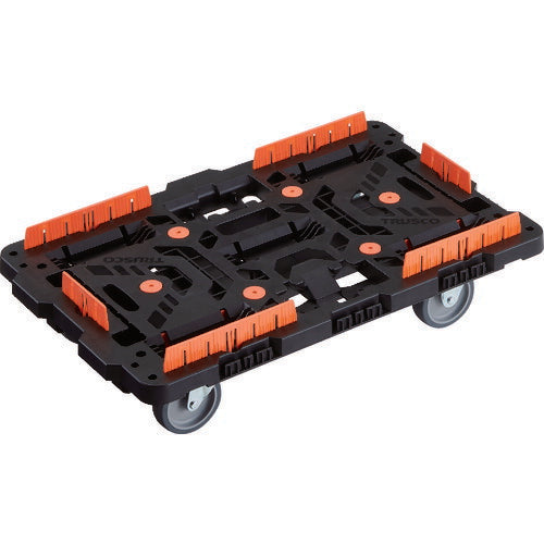 ＴＲＵＳＣＯ　連結式樹脂製平台車　ビートル　７００Ｘ４５０　自在３輪　コボレ止めセット付 BT700KJ3-E100