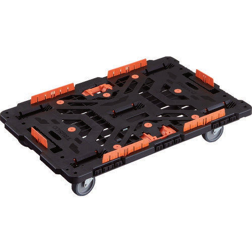 ＴＲＵＳＣＯ　連結式樹脂製平台車　ビートル　９００Ｘ６００　自在５輪　コボレ止めセット　とめたろう付 BT900KJ5-E100T