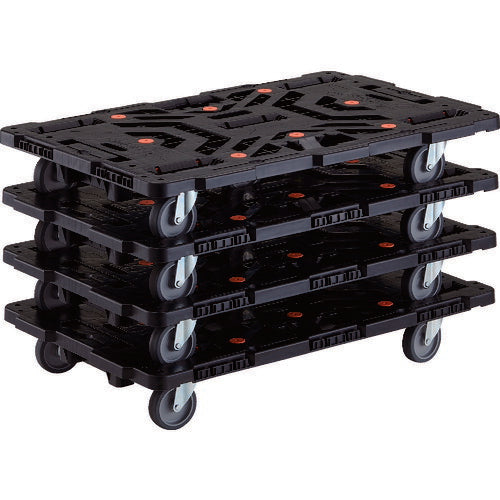 ＴＲＵＳＣＯ　まとめ買い　連結式樹脂製平台車　ビートル　９００Ｘ６００　自在５輪　４台セット BT900J5-E100-M4