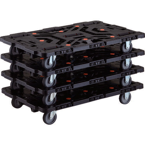 ＴＲＵＳＣＯ　まとめ買い　連結式樹脂製平台車　ビートル　９００Ｘ６００　自在３輪　４台セット BT900J3-E100-M4