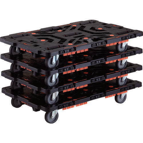 ＴＲＵＳＣＯ　連結式樹脂製平台車　ビートル　９００Ｘ６００　自在５輪　コボレ止めセット付　まとめ買い４台 BT900KJ5-E100-M4