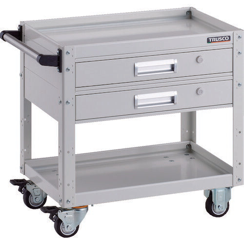 ＴＲＵＳＣＯ　ツールワゴン　イーグルワゴン　６００×４００×Ｈ６００　２段引出付　ウレタン車輪　ホワイト EGW-662V2U-W