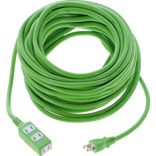 ＴＲＵＳＣＯ　ソフトタイププラグ　３個口タップ型　２０ｍ　グリーン TRIS15-203-GN