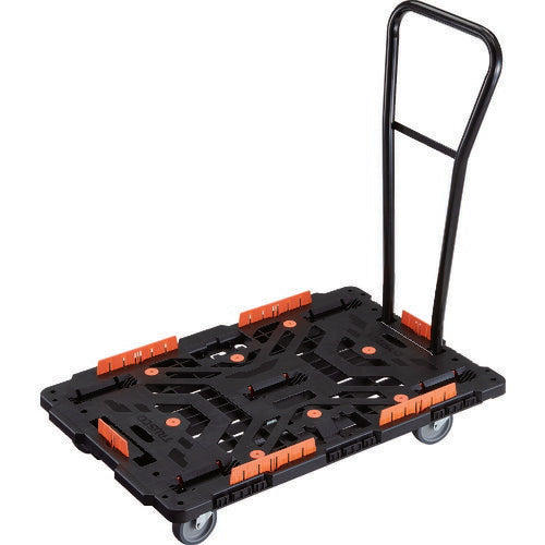ＴＲＵＳＣＯ　連結式樹脂製平台車　ビートル　９００Ｘ６００　自在５輪　脱着式ハンドル付　コボレ止めセット付 BT900KJ5H-E100