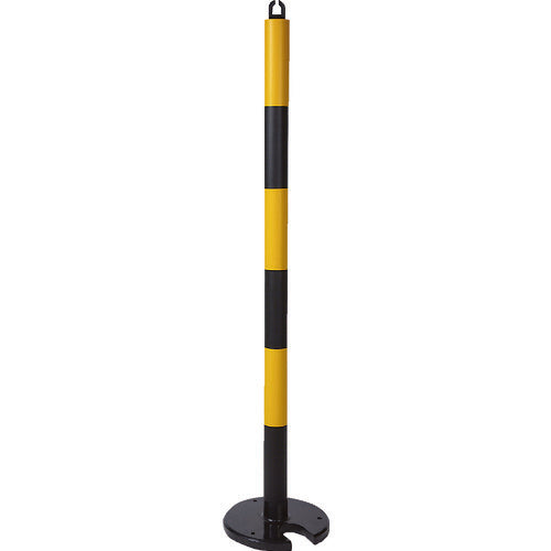 ＴＲＵＳＣＯ　やわらかゴムポール　イエロー・ブラック　１２８ｃｍ　アンカー穴１０ｍｍ付　屋内型タイプ TGP-06A