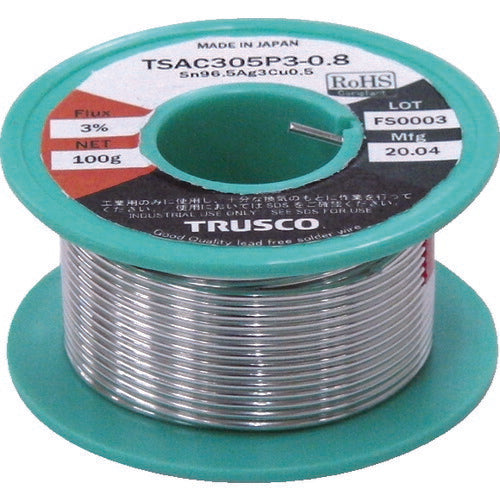 ＴＲＵＳＣＯ　鉛フリーはんだ（やに入り）　１００Ｇ巻１．６ TSAC305P3-1.6