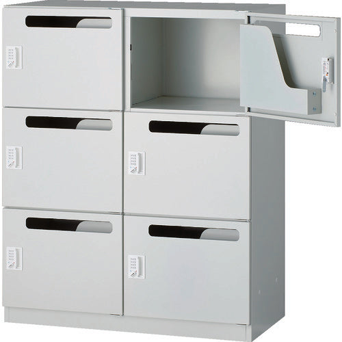 ＴＲＵＳＣＯ　パーソナルロッカー（セキュリティーダイヤル錠タイプ）　２列３段　６人用　投入口付　Ｈ１１１０ TPL06WW-RD
