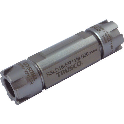 ＴＲＵＳＣＯ　【売切廃番】ＮＣ旋盤用ＥＲＭ両頭ストレートシャンクコレットホルダＳＳＬＤ型（メトリック）　シャンク径２２　全長１１３　ＥＲ１６用 SSLD22-ER16M-067