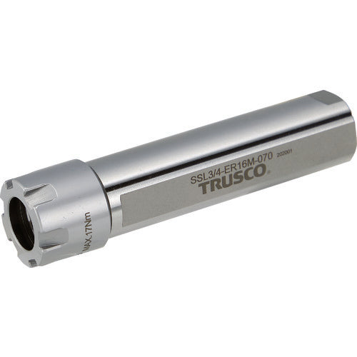ＴＲＵＳＣＯ　【売切廃番】ＮＣ旋盤用ストレートシャンクコレットホルダ　フラット付きＥＲＭコレットホルダＳＳＬ型（メトリック）　シャンク径２５　全長１２８　ＥＲ１６用 SSL25-ER16M-105
