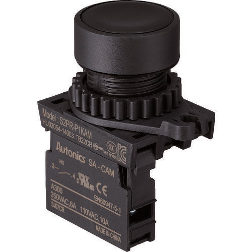 ＴＲＵＳＣＯ　押しボタンスイッチ　Φ２５　１ａ　黒 25P-1AM-BK