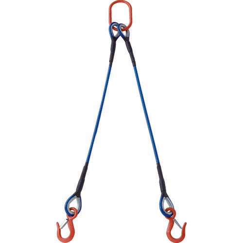 【取寄品】 ＴＲＵＳＣＯ ２本吊玉掛ワイヤーロープスリング（カラー被覆付）アルミロックタイプ 青透明１Ｍ 収縮カバー付 TWSP2P12S1WT 【送料都度見積】