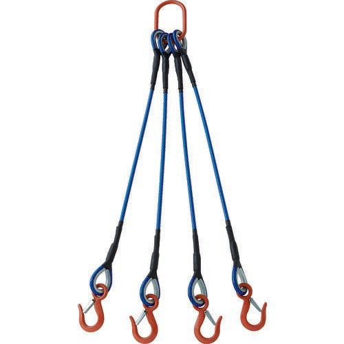【取寄品】 ＴＲＵＳＣＯ ４本吊玉掛ワイヤロープスリング（カラー被覆付）アルミロックタイプ 青透明２Ｍ 収縮カバー付 TWSP4P12S2WT 【送料都度見積】