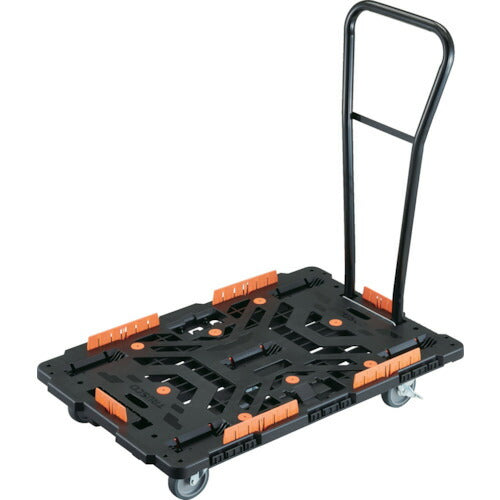 ＴＲＵＳＣＯ　連結式樹脂製平台車　ビートル　９００Ｘ６００　自在５輪　内２輪ストッパー付　脱着式ハンドル付　コボレ止めセット付 BT900KJ5S2H-E100