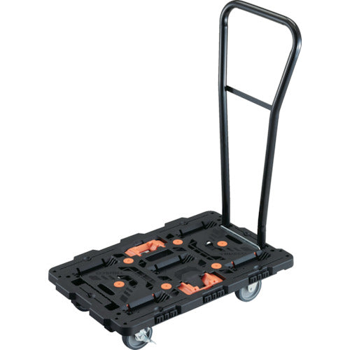 ＴＲＵＳＣＯ　連結式樹脂製平台車　ビートル　７００Ｘ４５０　自在３輪　内２輪ストッパー付　脱着式ハンドル付　とめたろう付 BT700J3S2H-E100T