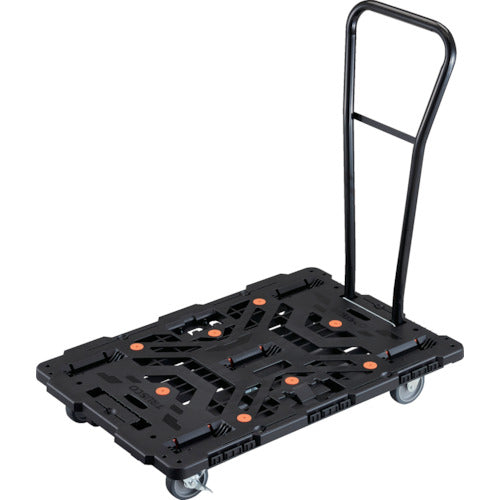 ＴＲＵＳＣＯ　連結式樹脂製平台車　ビートル　９００Ｘ６００　自在３輪　内２輪ストッパー付　脱着式ハンドル付 BT900J3S2H-E100