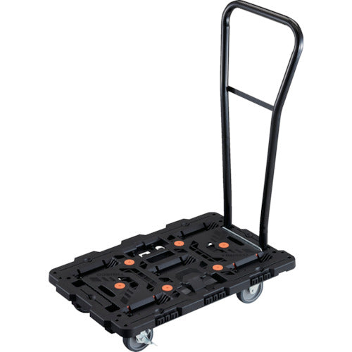 ＴＲＵＳＣＯ　連結式樹脂製平台車　ビートル　７００Ｘ４５０　自在３輪　内２輪ストッパー付　脱着式ハンドル付 BT700J3S2H-E100