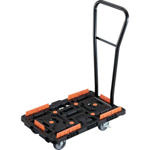 ＴＲＵＳＣＯ　連結式樹脂製平台車　ビートル　７００Ｘ４５０　自在５輪　内２輪ストッパー付　脱着式ハンドル付　コボレ止めセット付 BT700KJ5S2H-E100