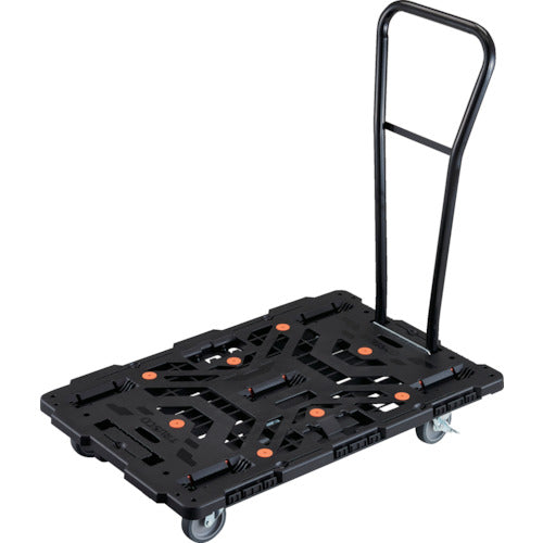ＴＲＵＳＣＯ　連結式樹脂製平台車　ビートル　９００Ｘ６００　自在５輪　内２輪ストッパー付　脱着式ハンドル付 BT900J5S2H-E100